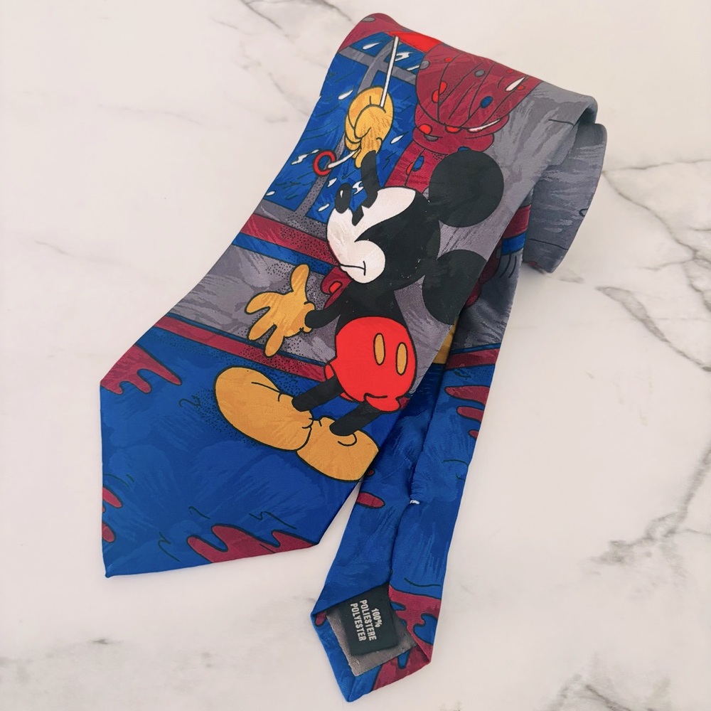 Mickey Mouse Unlimited Men's Silk Neck‎ Tie Vintage Rainy Day Window